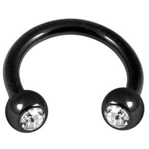 1.2mm Gauge PVD Black on Titanium Jewelled Circular Barbell