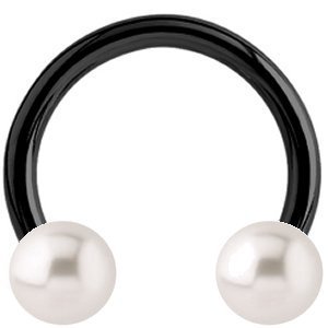 1.2mm Gauge PVD Black on Titanium Circular Barbell with Pearl Balls