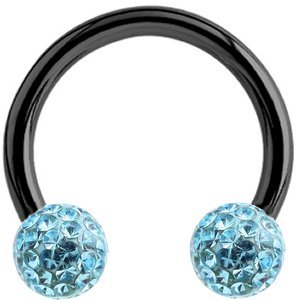 1.2mm Gauge PVD Black on Titanium Circular Barbell with Smooth Glitter Balls