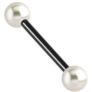 1.2mm Gauge PVD Black on Titanium Pearl Balls Barbell