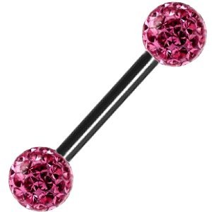 1.6mm Gauge PVD Black on Titanium Smooth Glitter Balls Barbell