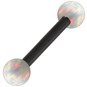 1.2mm Gauge PVD Black on Titanium Opal Balls Barbell