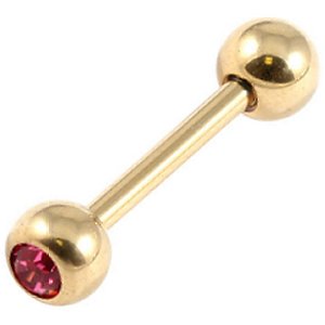 1.2mm Gauge PVD Gold on Titanium Jewelled Barbell