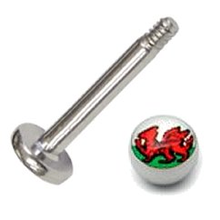 Steel Wales Flag Labret