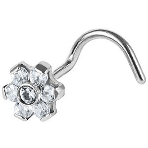 Titanium Jewelled Flower Nose Stud