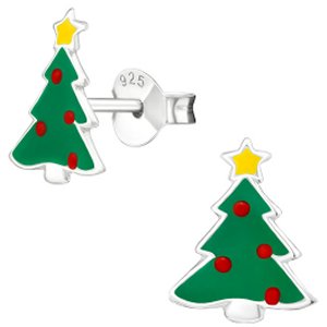 925 Sterling Silver Christmas Tree Ear Studs