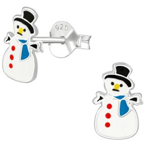 925 Sterling Silver Snowman Ear Studs