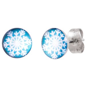 Round Steel Snowflake Ear Studs