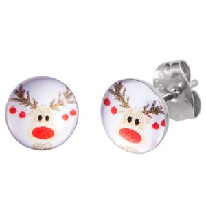 Round Steel Reindeer Ear Studs