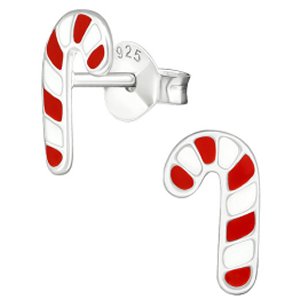 925 Sterling Silver Candy Cane Ear Studs