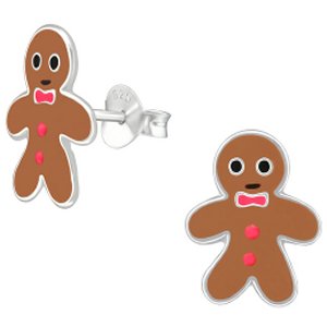 925 Sterling Silver Gingerbread Man Ear Studs