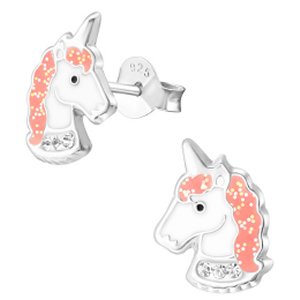 925 Sterling Silver Jewelled Unicorn Ear Studs