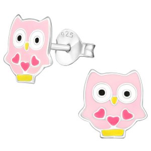 925 Sterling Silver Owl Ear Studs