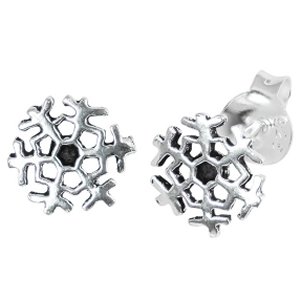 925 Sterling Silver Snowflake Ear Studs