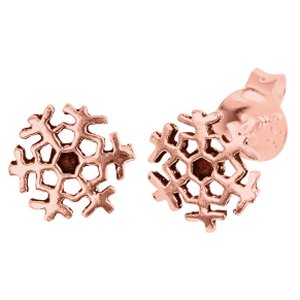 Rose Gold-Plated 925 Sterling Silver Snowflake Ear Studs