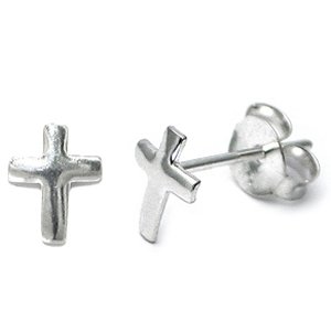 925 Sterling Silver Crucifix Ear Studs