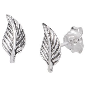 925 Sterling Silver Leaf Ear Studs