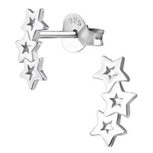 925 Sterling Silver Star Crescent Ear Studs