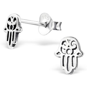 925 Sterling Silver Hamsa Hand Ear Studs