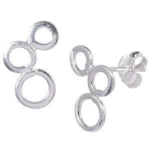 925 Sterling Silver Circle Crescent Ear Studs