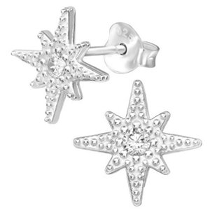 925 Sterling Silver Jewelled Starburst Ear Studs