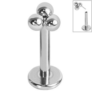 1.0mm Gauge Threadless Titanium Labret with Trinity Ball