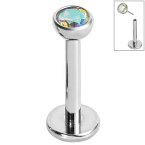 1.0mm Gauge Threadless Titanium Bezel Set Jewel Labret