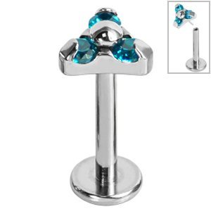 1.0mm Gauge Threadless Titanium Trinity Jewel Labret