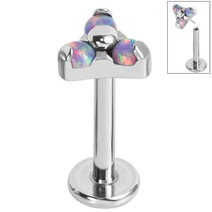 1.2mm Gauge Threadless Titanium Opal Trinity Labret