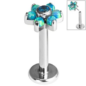 1.2mm Gauge Threadless Titanium Opal Flower Labret