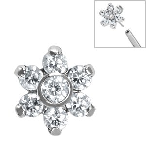 Threadless Titanium Jewelled Flower Attachment