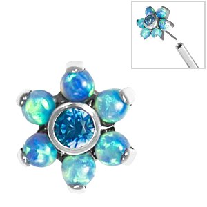 Threadless Titanium Opal Flower Attachment