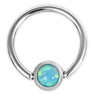 1.2mm Gauge Steel BCR with Bezel Set Opal Ball