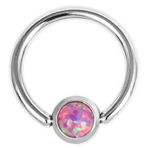 1.6mm Gauge Steel BCR with Bezel Set Opal Ball