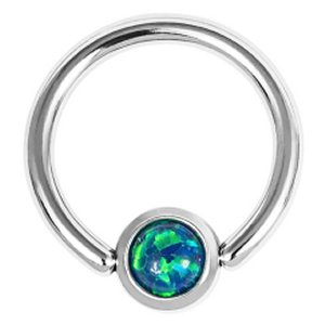 1.0mm Gauge Steel BCR with Bezel Set Opal Ball