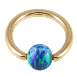 1.0mm Gauge PVD Gold on Steel BCR with Opal Ball