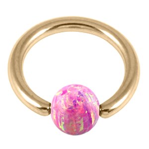 1.2mm Gauge PVD Gold on Steel BCR with Opal Ball