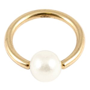 1.0mm Gauge PVD Gold on Steel BCR with Pearl Ball