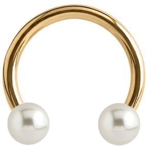 1.2mm Gauge PVD Gold on Steel Circular Barbell with Pearl Balls