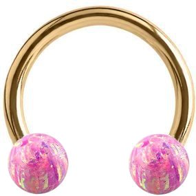 1.2mm Gauge PVD Gold on Steel Circular Barbell with Opal Balls