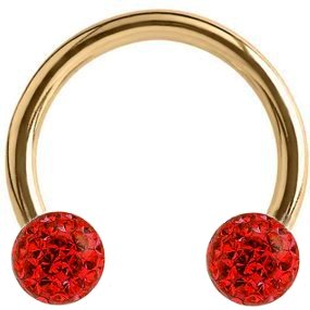 1.2mm Gauge PVD Gold on Steel Circular Barbell with Smooth Glitter Balls