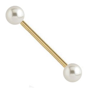 1.2mm Gauge PVD Gold on Steel Pearl Balls Barbell