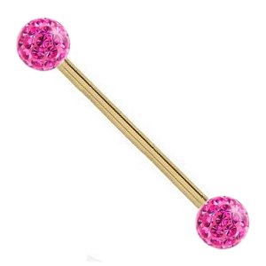 1.6mm Gauge PVD Gold on Steel Smooth Glitter Balls Barbell