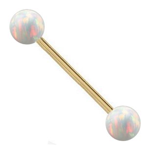 1.6mm Gauge PVD Gold on Steel Opal Balls Barbell