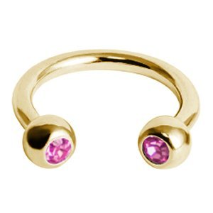 1.2mm Gauge PVD Gold on Titanium Jewelled Circular Barbell