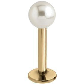 1.2mm Gauge PVD Gold on Titanium Labret with Pearl Ball