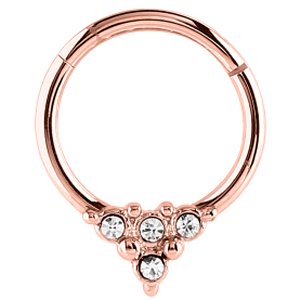 1.2mm Gauge Jewelled Rose Gold on Steel Hinged Segment Ring