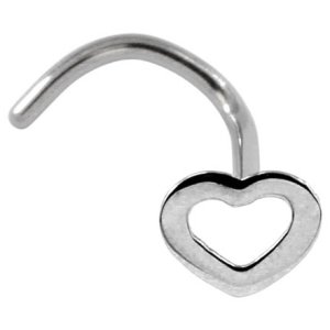 Steel Outline Heart Nose Stud