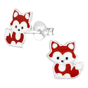 925 Sterling Silver Fox Cub Ear Studs