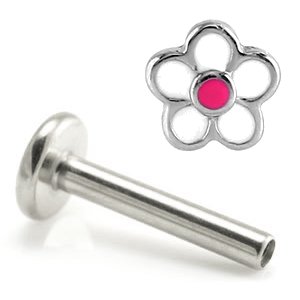 1.2mm Gauge Titanium Labret with Steel Daisy - Internally-Threaded